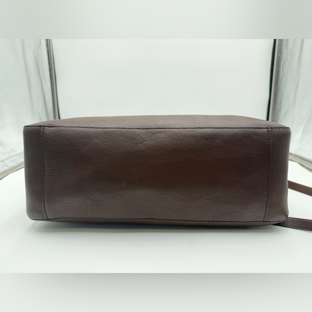 Brown Leather Tote Satchel Bag with Gold Accents - Picture 5 of 6